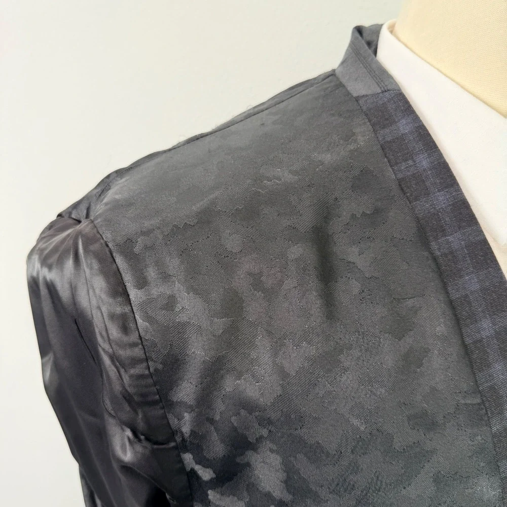 Marc New York Andrew Marc Mens 48XL Wool Sport Coat Blazer Plaid Leather Trim